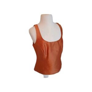 Linda Allard  Ellen Tracy Orange Silk Cropped Regency Core Whimsical Top 4 New